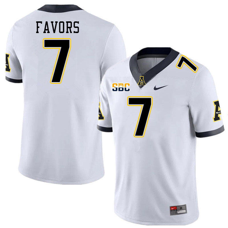 Men #7 Jordan Favors Appalachian State Mountaineers College Football Jerseys Stitched-White